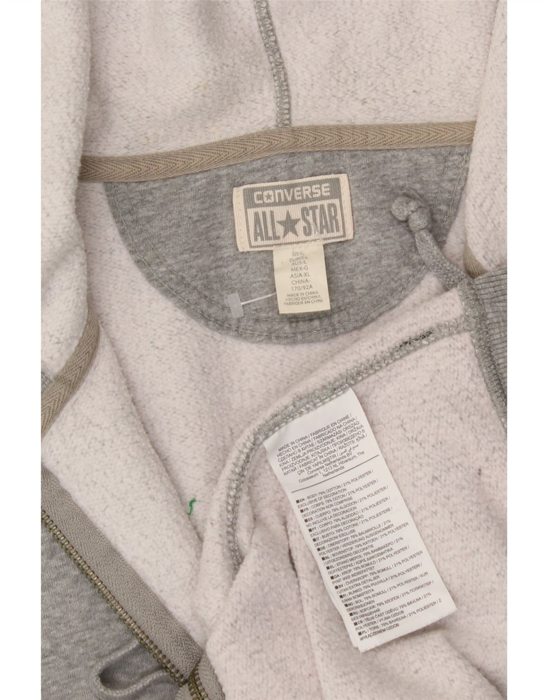 CONVERSE Boys Zip Hoodie Sweater 13-14 Years Large Grey Cotton Vintage Converse and Second-Hand Converse from Messina Hembry 