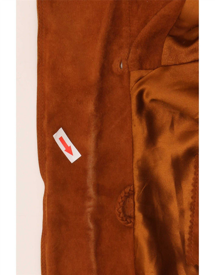 Gallotti Womens Suede Jacket IT 44 Medium Brown Leather