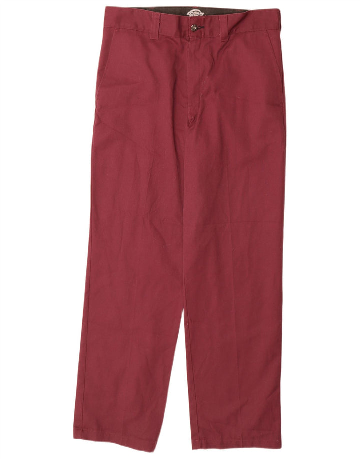 Dickies Mens Straight Chino Trousers W34 L32 Burgundy Polyester