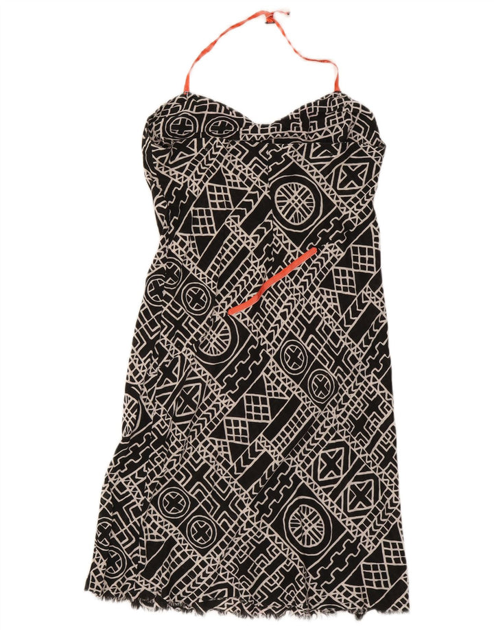 Diesel Womens Halter Dress UK 12 Medium Black Geometric Cotton