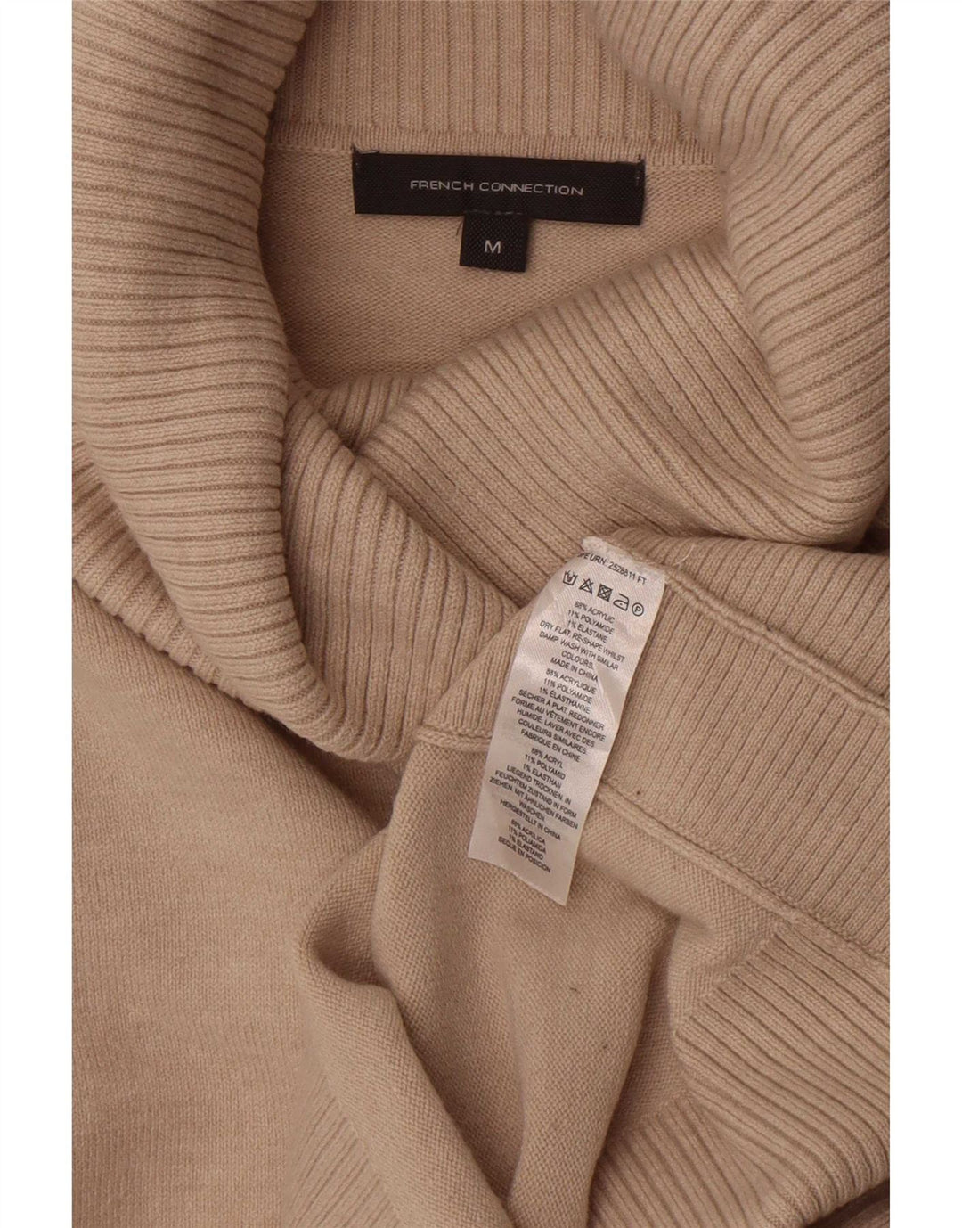 French Connection Womens Roll Neck Jumper Sweater UK 14 Medium Beige