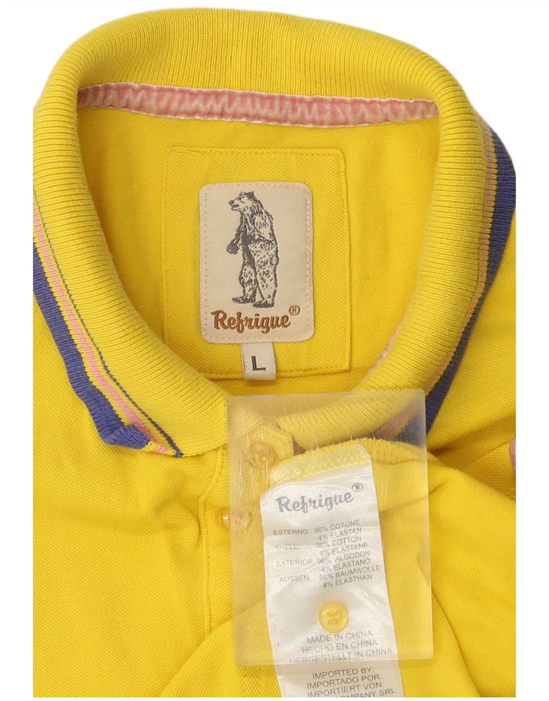 Refrigue Womens Polo Shirt UK 14 Large Yellow Cotton