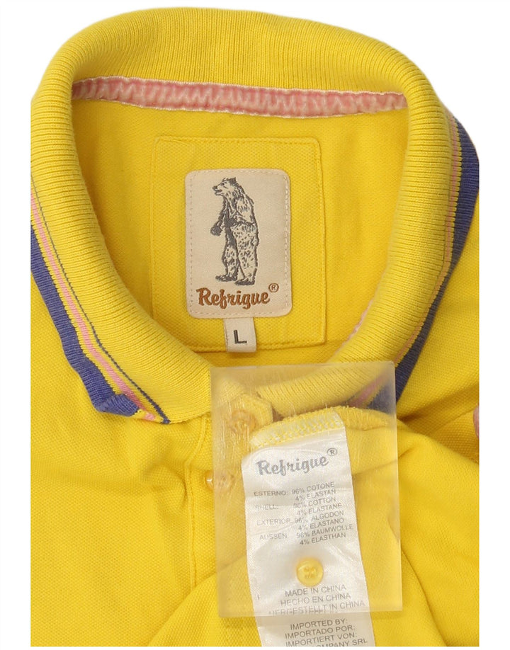 Refrigue Womens Polo Shirt UK 14 Large Yellow Cotton