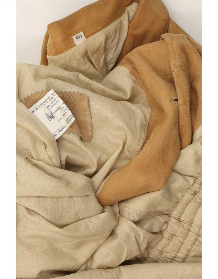 Vintage Womens Suede Jacket IT 46 Large Beige Leather