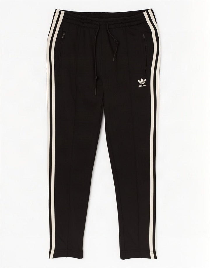Adidas Womens Crop Tracksuit Trousers UK 6 XS Black Polyester