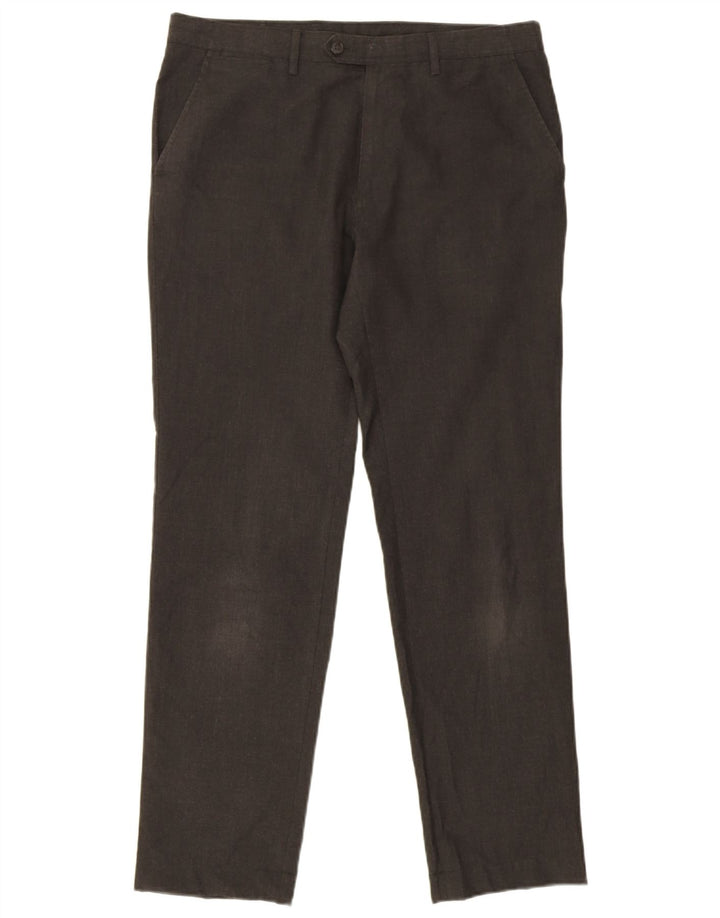 Marks & Spencer Mens Slim Fit Chino Trousers W34 L31 Grey Houndstooth