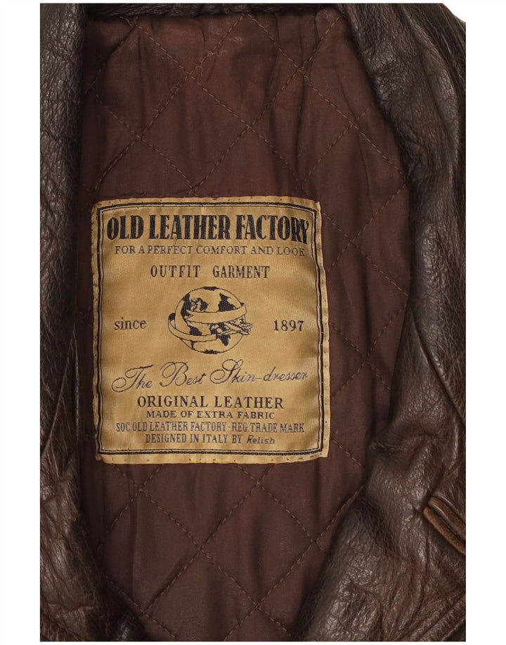 RELISH Mens Leather Jacket UK 40 Large Brown Leather