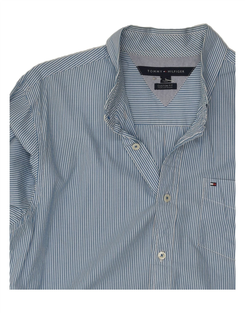 TOMMY HILFIGER Mens Custom Fit Shirt Medium Blue Pinstripe Cotton | Vintage Tommy Hilfiger | Thrift | Second-Hand Tommy Hilfiger | Used Clothing | Messina Hembry 