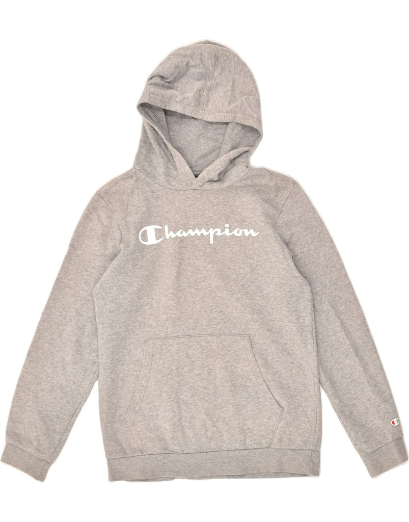 CHAMPION Boys Graphic Hoodie Jumper 13-14 Years XL Grey Cotton Vintage Champion and Second-Hand Champion from Messina Hembry 