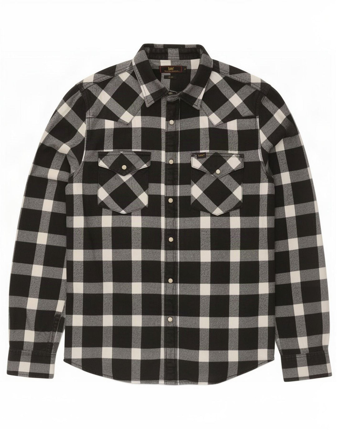 Lee Mens Slim Fit Flannel Shirt Medium Black Check Cotton