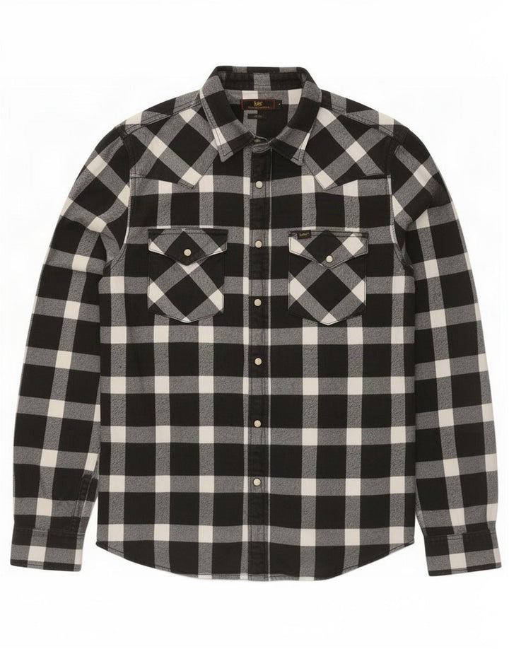 Lee Mens Slim Fit Flannel Shirt Medium Black Check Cotton