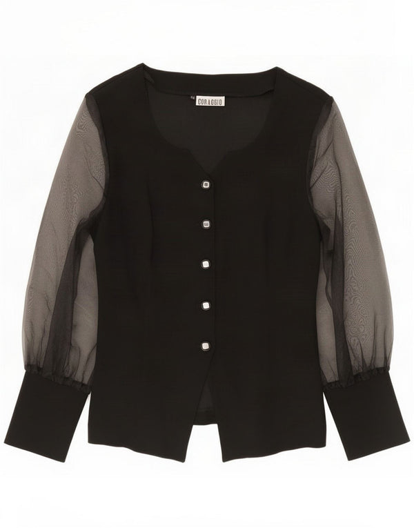 Vintage Womens Shirt Blouse IT 44 Medium Black Viscose