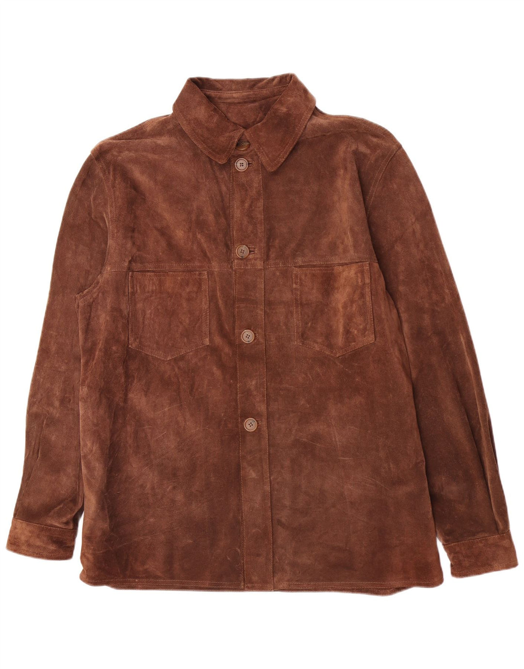 Vintage Mens Suede Shirt IT 50 Medium Brown