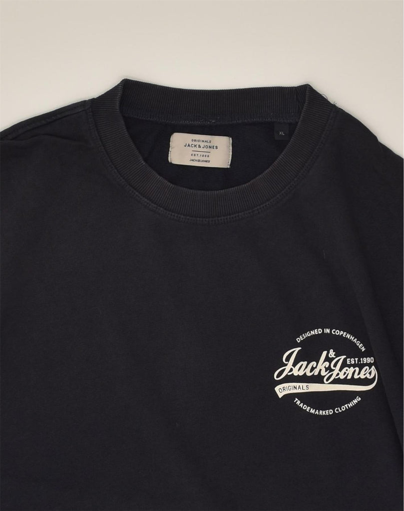 JACK & JONES Mens Sweatshirt Jumper XL Navy Blue Cotton | Vintage Jack & Jones | Thrift | Second-Hand Jack & Jones | Used Clothing | Messina Hembry 