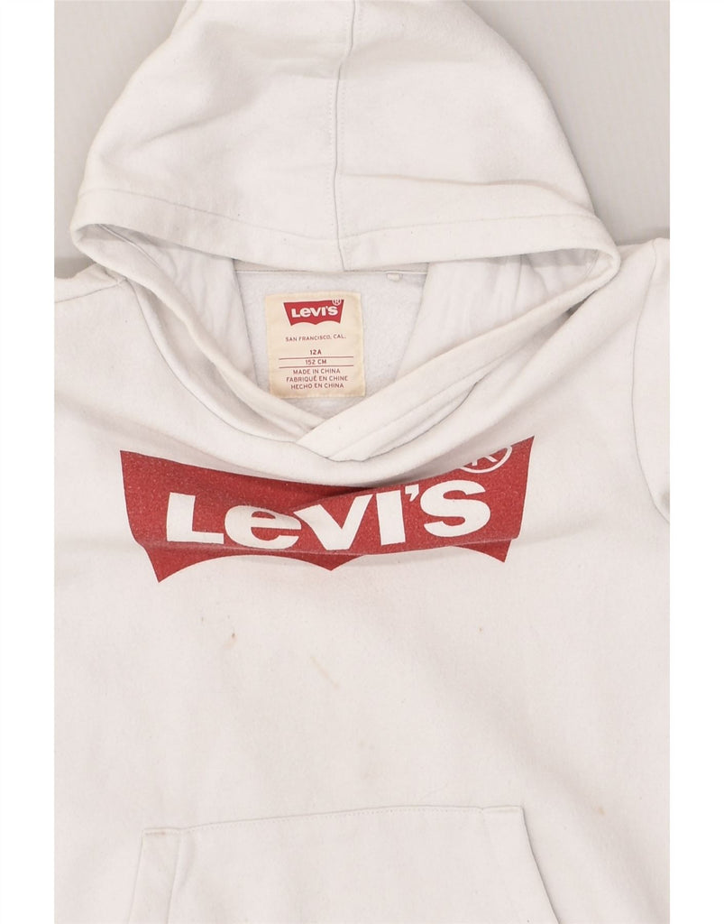 LEVI'S Boys Graphic Hoodie Jumper 11-12 Years Off White Cotton | Vintage Levi's | Thrift | Second-Hand Levi's | Used Clothing | Messina Hembry 