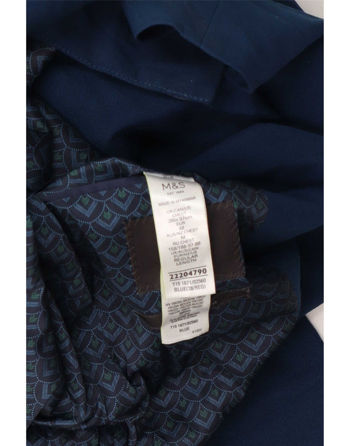 Marks & Spencer Mens 2 Button Blazer Jacket UK 38 Medium Blue Polyester