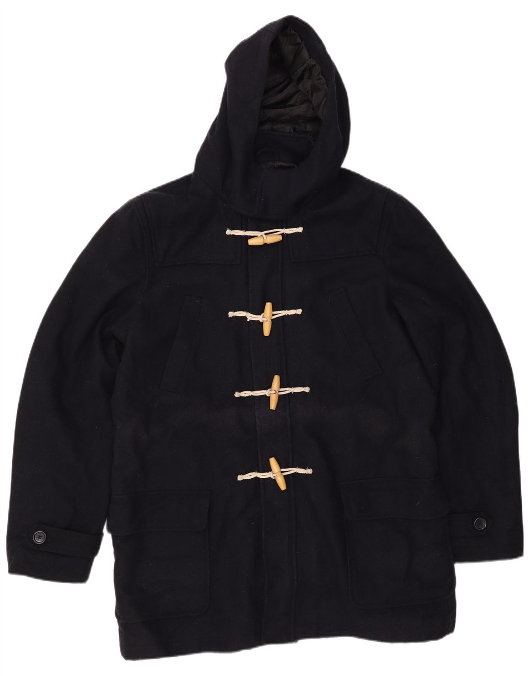 CEDARWOOD STATE Mens Hooded Duffle Coat UK 40 Large Navy Blue Polyester