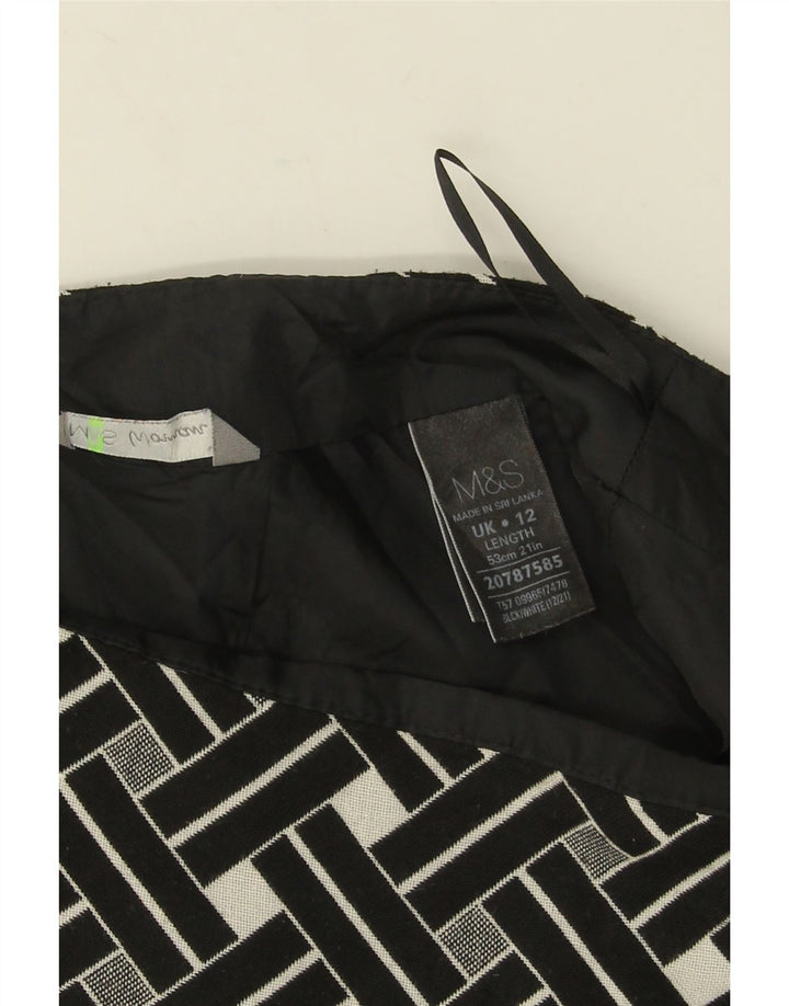 Marks & Spencer Womens Straight Skirt UK 12 Medium W32 Black Geometric