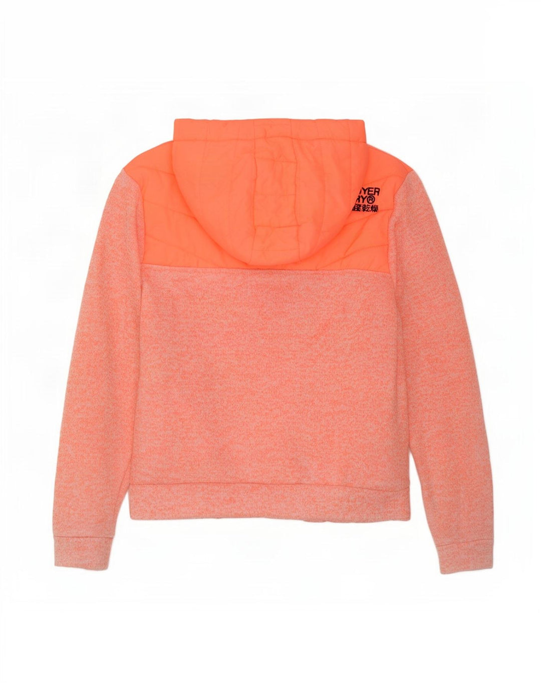 Superdry Womens Zip Hoodie Sweater UK 16 Large Orange Flecked Polyester