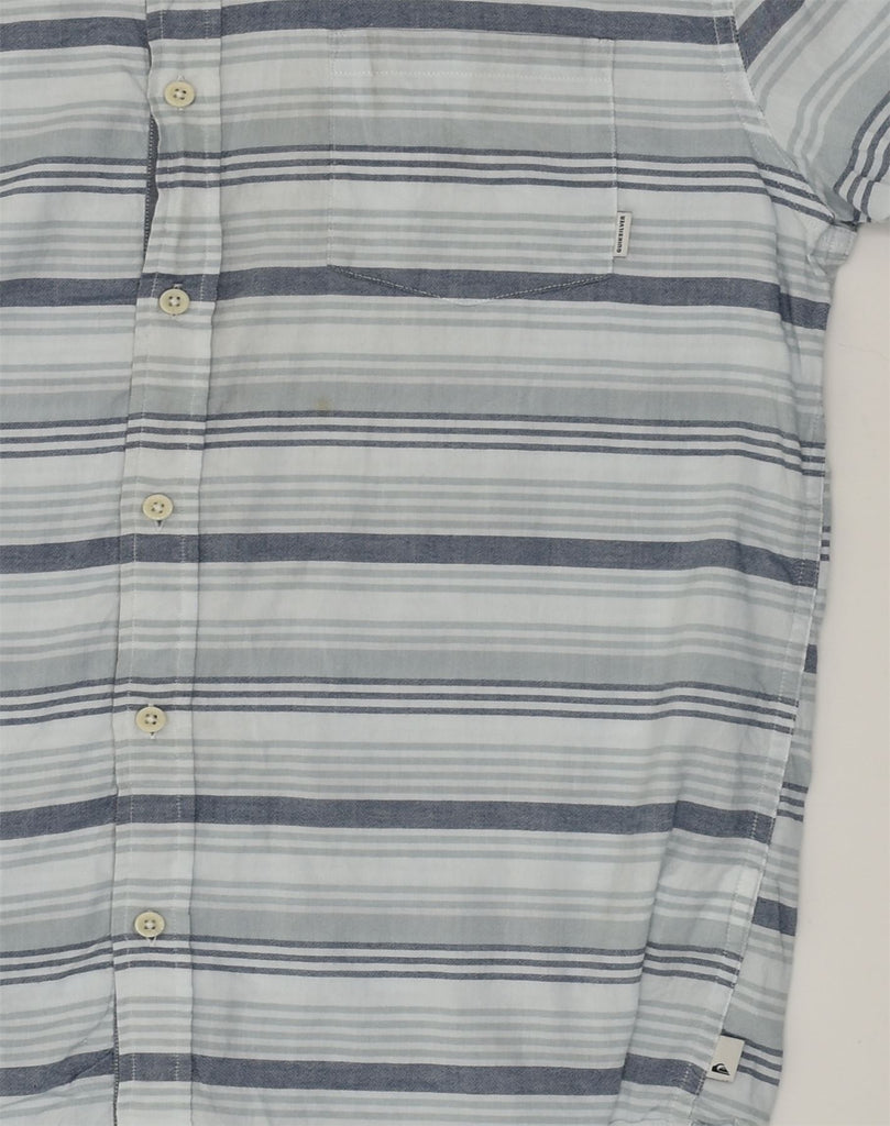 QUIKSILVER Mens Short Sleeve Modern Fit Shirt Large Grey Striped Cotton | Vintage Quiksilver | Thrift | Second-Hand Quiksilver | Used Clothing | Messina Hembry 