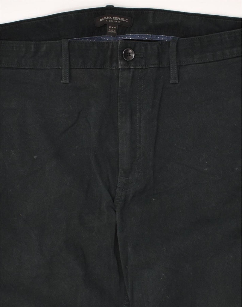 BANANA REPUBLIC Mens Aiden Straight Chino Trousers W35 L32 Black Cotton | Vintage Banana Republic | Thrift | Second-Hand Banana Republic | Used Clothing | Messina Hembry 