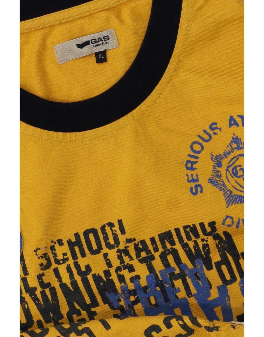 Gas Mens Graphic Top Long Sleeve XL Yellow Colourblock