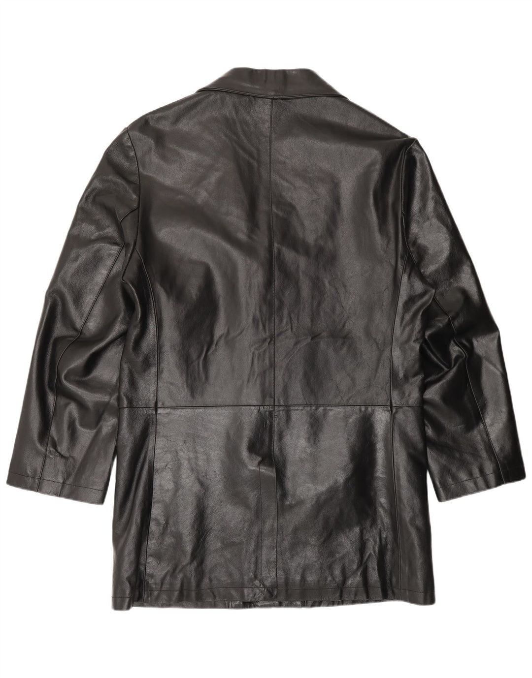 Vintage Mens Leather Coat IT 56 3XL Black Leather