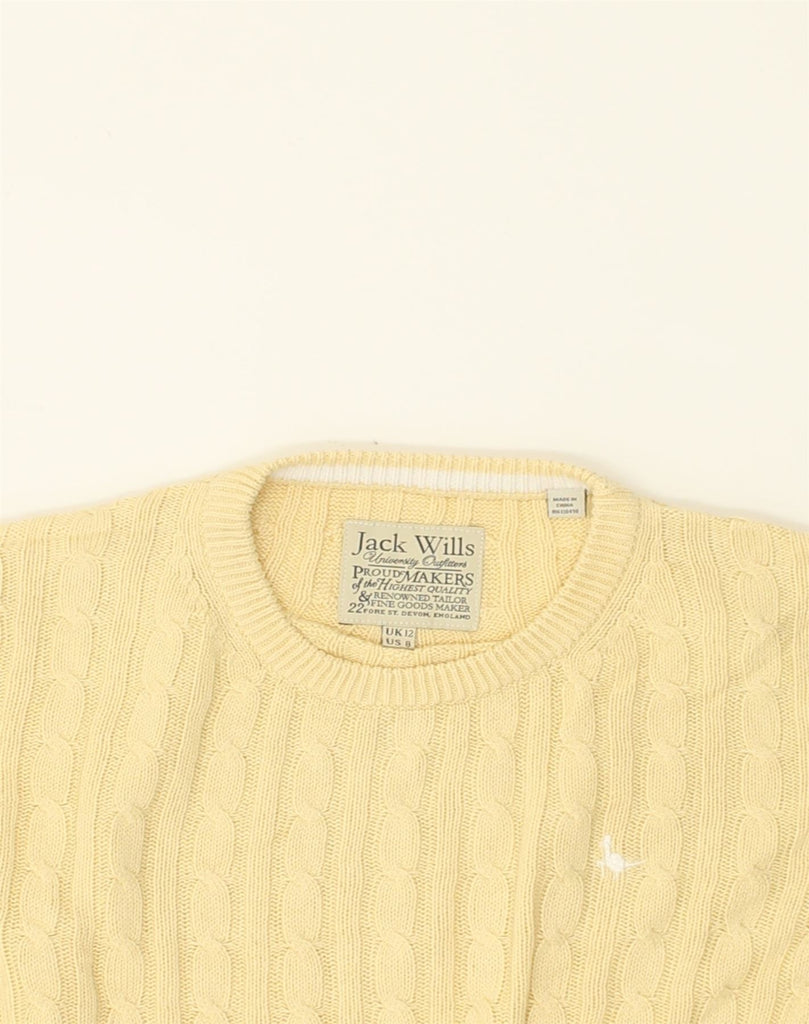 JACK WILLS Womens Crew Neck Jumper Sweater UK 12 Medium Yellow Cotton | Vintage Jack Wills | Thrift | Second-Hand Jack Wills | Used Clothing | Messina Hembry 