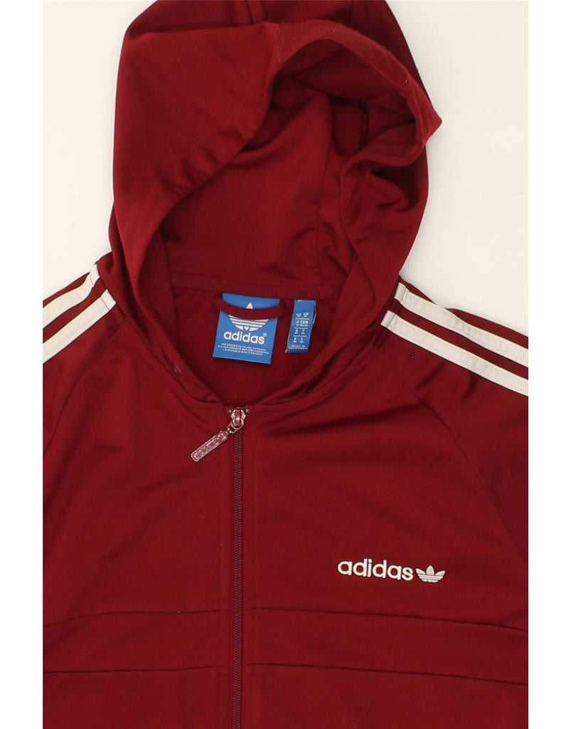 ADIDAS Mens Zip Hoodie Sweater Medium Burgundy Polyester | Vintage Adidas | Thrift | Second-Hand Adidas | Used Clothing | Messina Hembry 