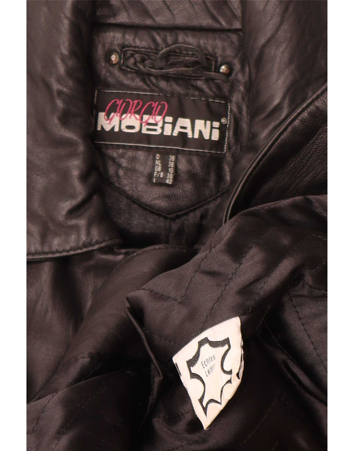 Giorgio Mobiani Womens Oversized Leather Jacket UK 10 Small Black