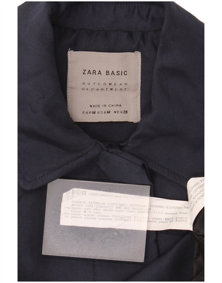 Zara Womens Overcoat UK 14 Medium Navy Blue Cotton