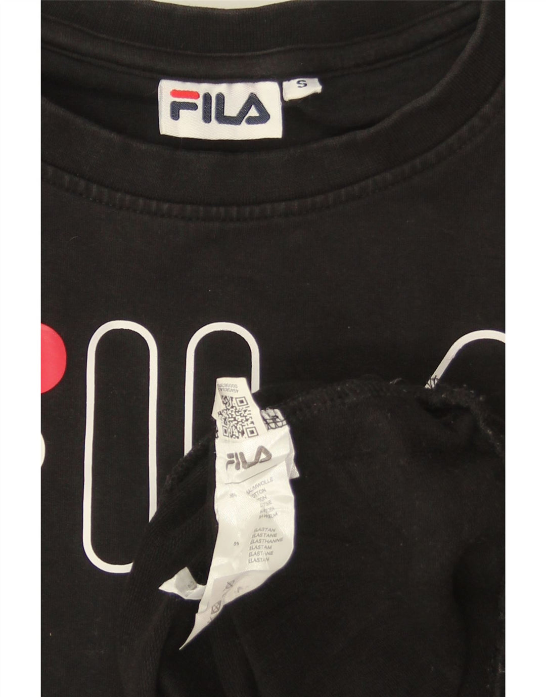 FILA Womens Oversized Graphic Sweatshirt Jumper UK 10 Small Black Cotton
