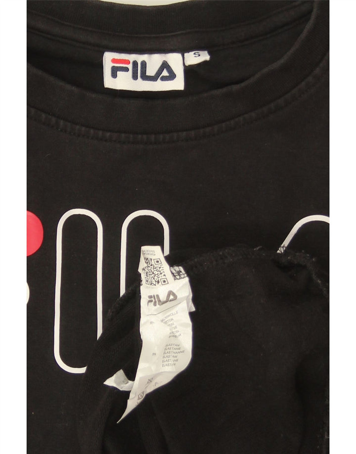 FILA Womens Oversized Graphic Sweatshirt Jumper UK 10 Small Black Cotton