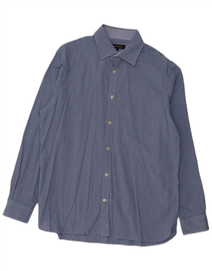 Jaeger Mens Shirt Size 16 Large Blue Gingham