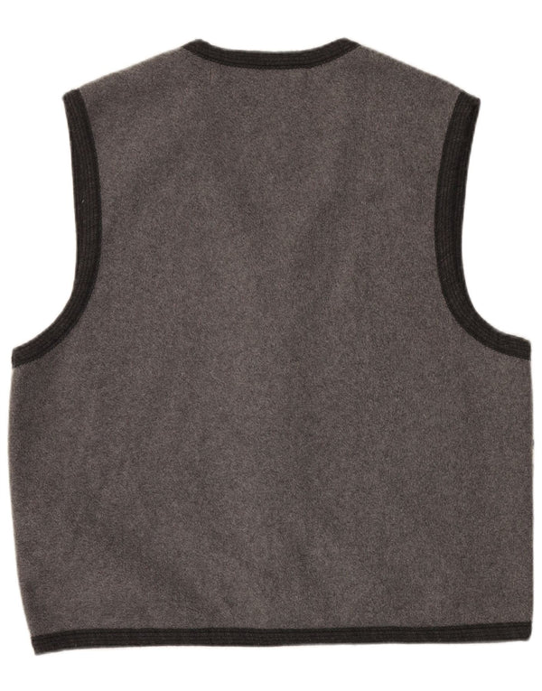 Gin Tonic Mens Sleeveless Cardigan Sweater Large Grey Geometric Wool