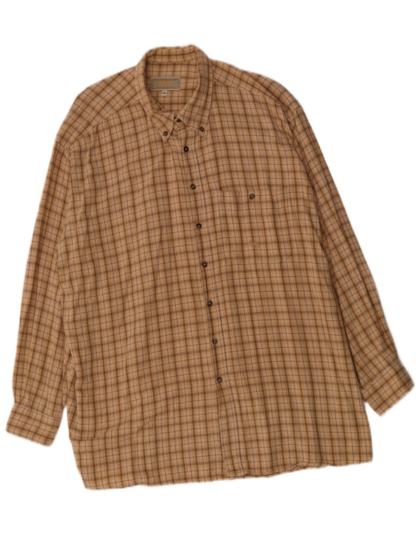 Camel Mens Flannel Shirt 2XL Beige Check Cotton