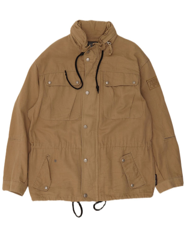 Think Pink Mens Hooded Utility Jacket IT 52 XL Beige Cotton