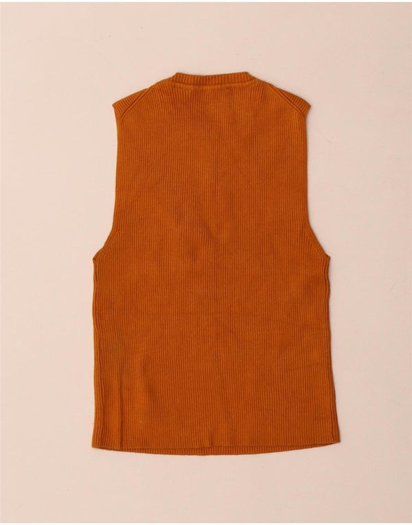 Zara Womens Crop Vest Top UK 8 Small Orange Viscose