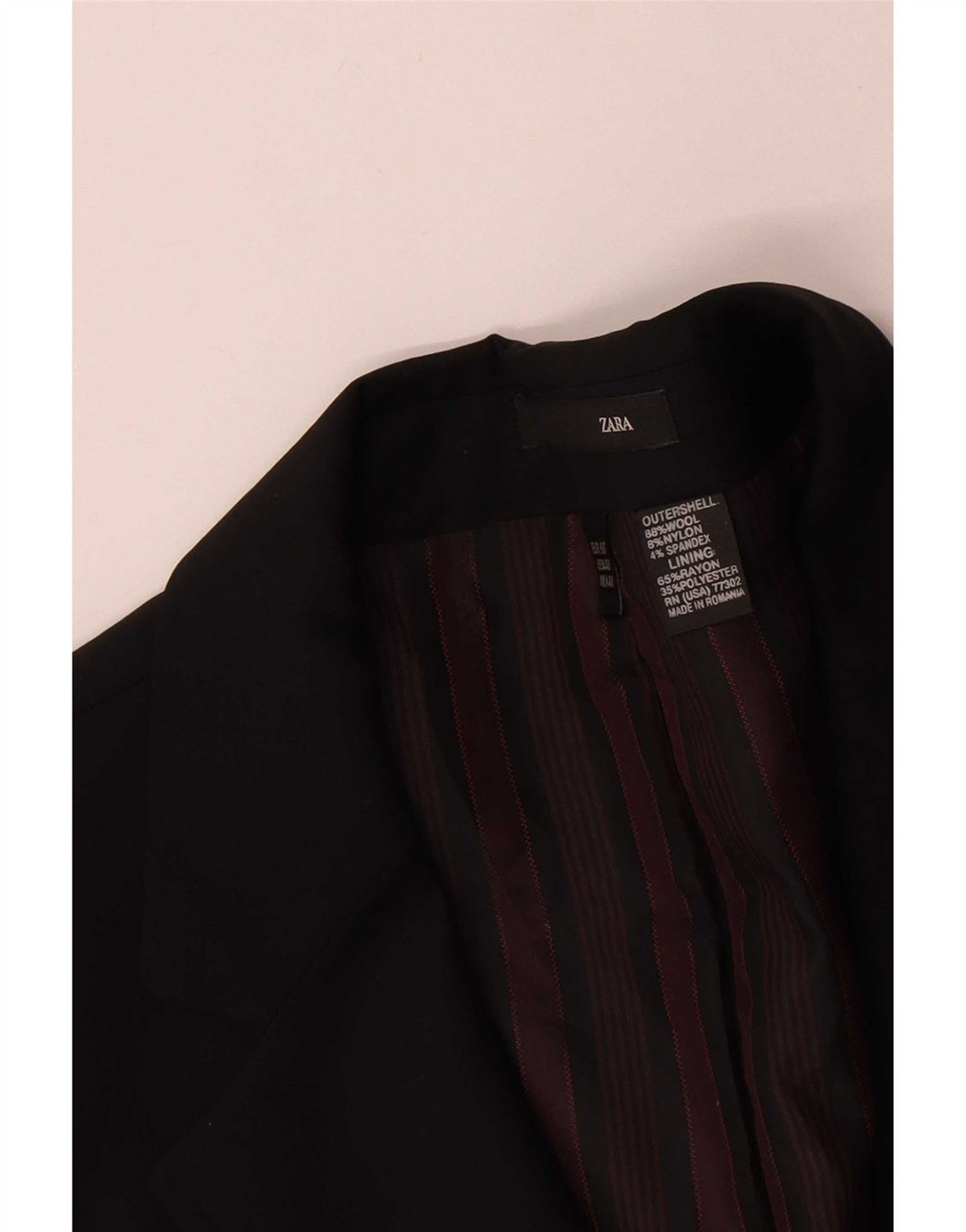 Zara Mens 2 Button Blazer Jacket EU 50 Medium Black Wool