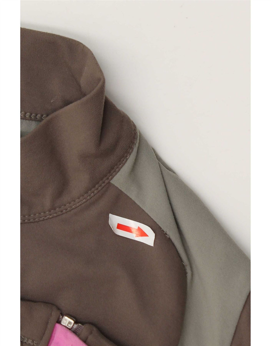 Marks & Spencer Womens Tracksuit Top Jacket UK 14 Large Brown Colourblock