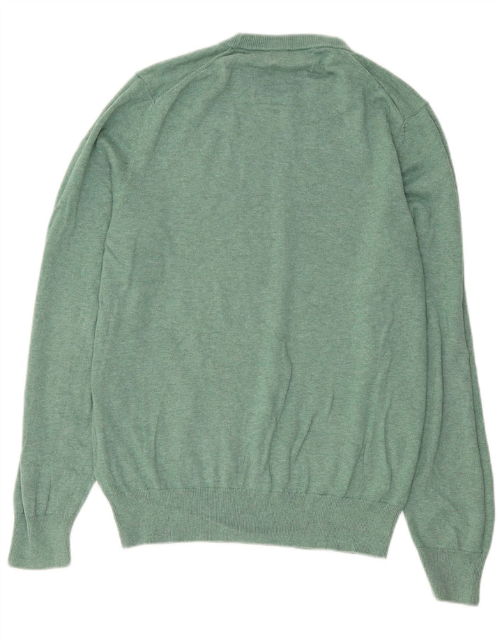Marks & Spencer Mens Crew Neck Jumper Sweater Medium Green Cotton