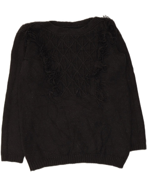 Joseph A Womens Boat Neck Jumper Sweater UK 10 Small Black Geometric