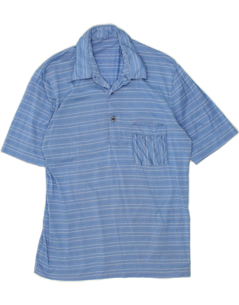 VINTAGE Mens Polo Shirt Small Blue Striped Vintage Vintage and Second-Hand Vintage from Messina Hembry 