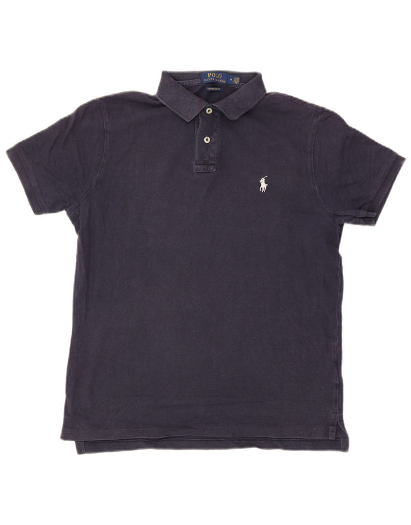 Polo Ralph Lauren Mens Custom Slim Fit Shirt Medium Navy Blue Cotton