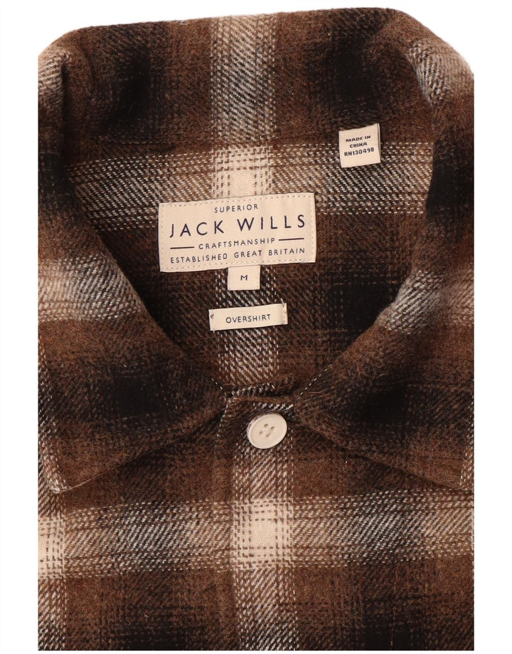 Jack Wills Mens Overshirt Flannel Shirt Medium Brown Check