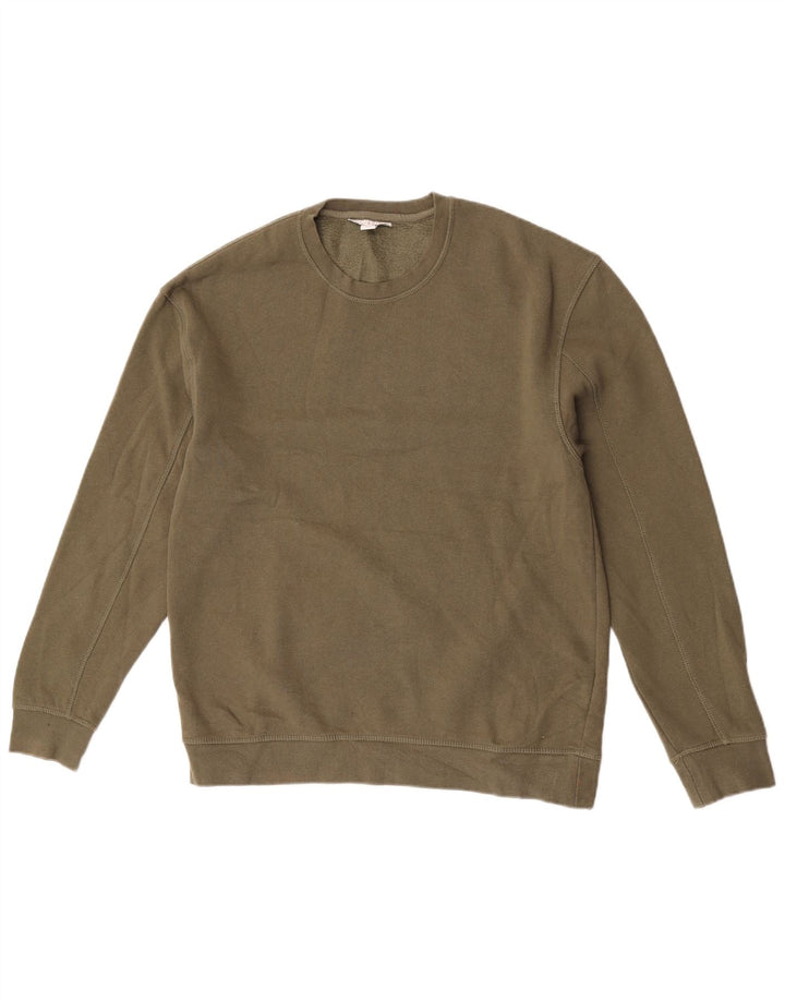 Topshop Womens Oversized Sweatshirt Jumper UK 10 Small Khaki Cotton