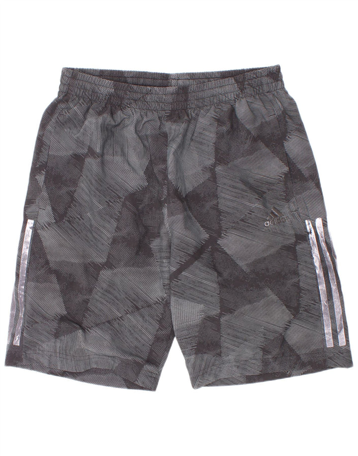 Adidas Boys Climalite Sport Shorts 13-14 Years Grey Geometric Polyester