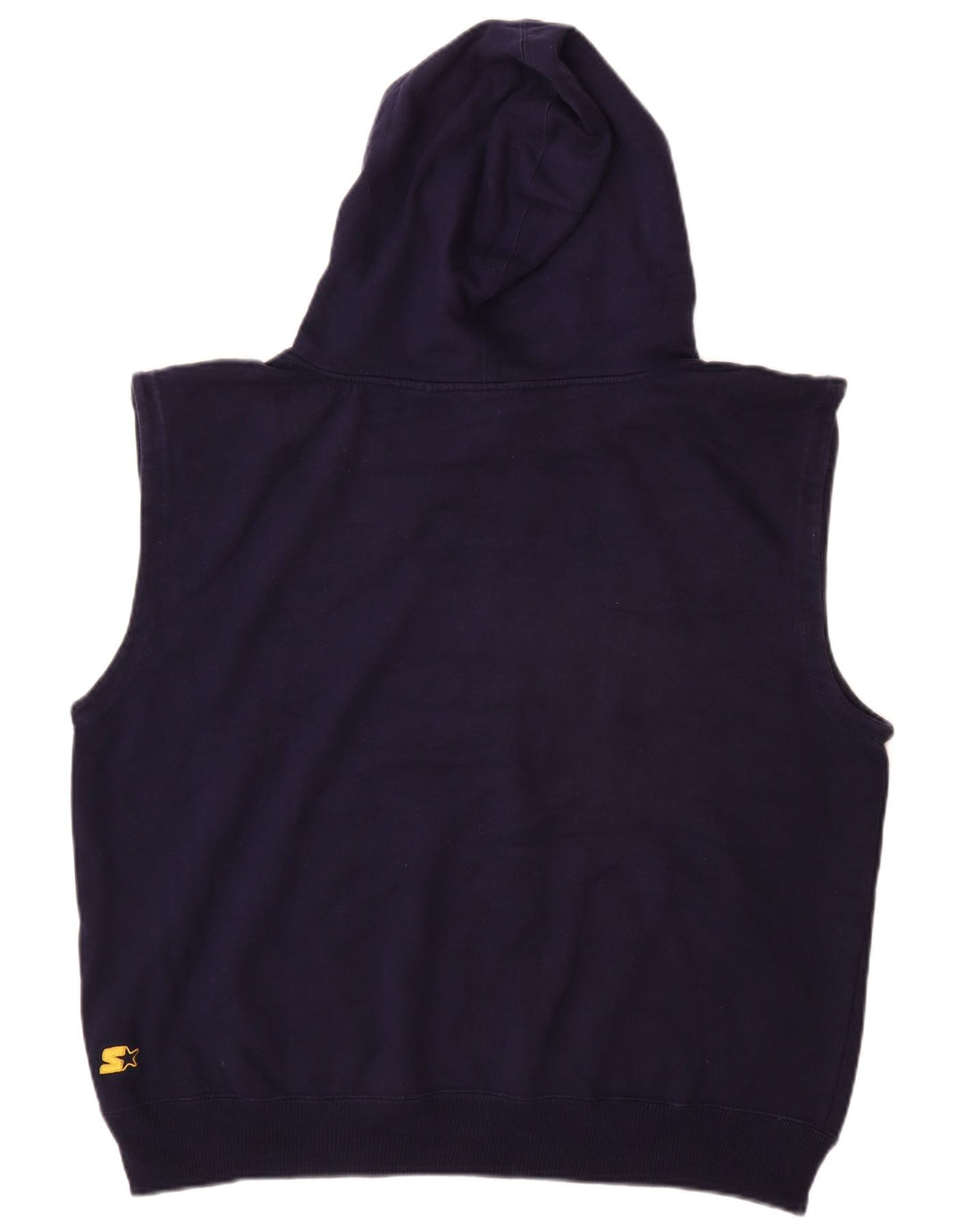 STARTER Mens Graphic Sleeveless Hoodie Jumper Large Navy Blue Cotton