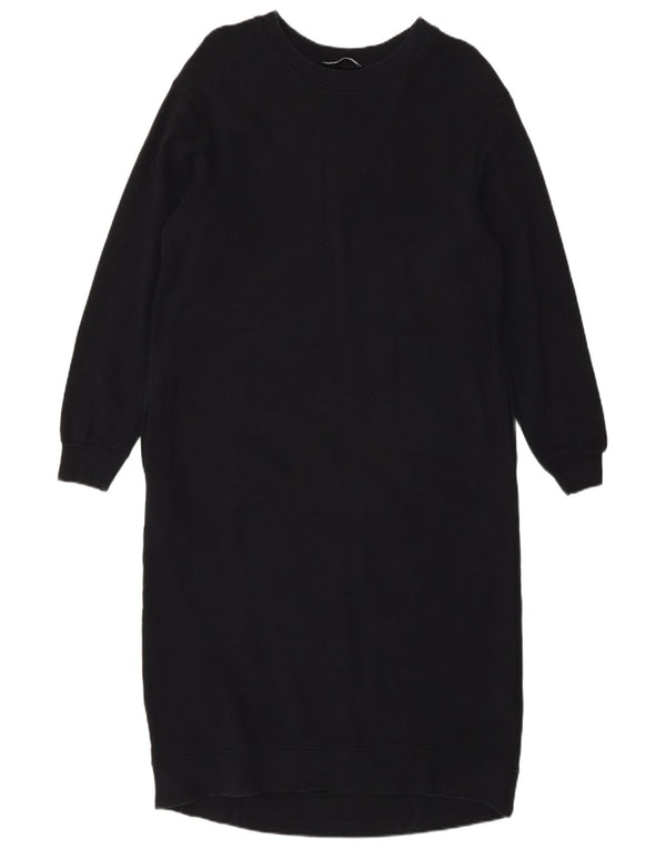 Zara Womens Long Sleeve Jumper Dress UK 10 Small Black Cotton
