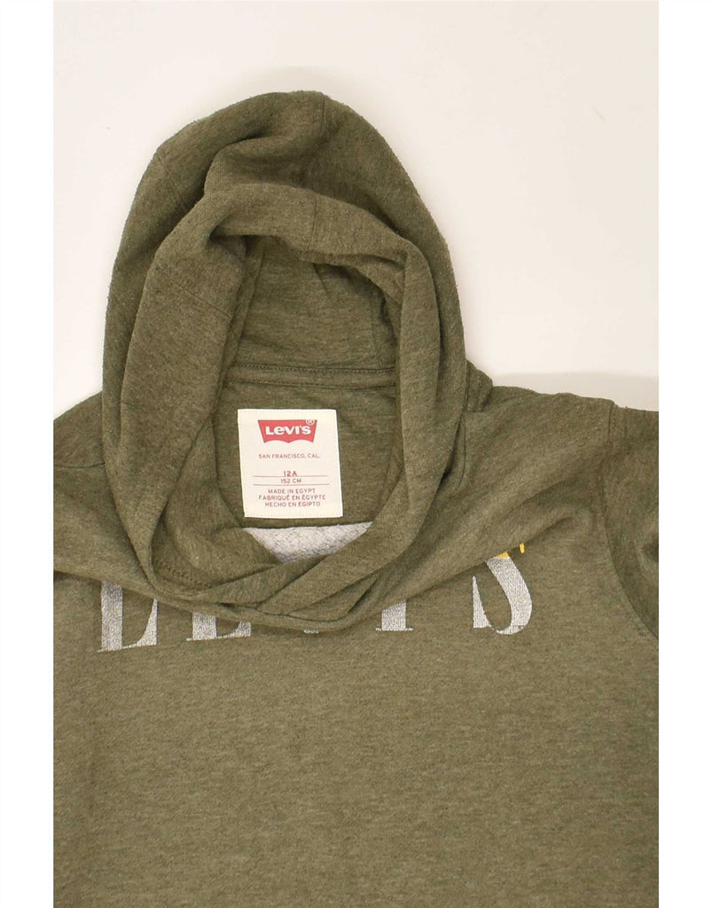 LEVI'S Boys Graphic Hoodie Jumper 11-12 Years Khaki Vintage Levi's and Second-Hand Levi's from Messina Hembry 